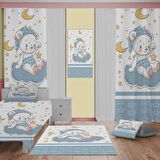 set tekam Çocuk Odası Takım Perde (iki Kanat),Yatak Örtüsü,Yastık,Kırlent ,Halı,Tablo