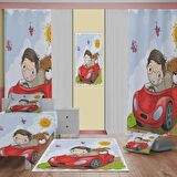 set tekam Çocuk Odası Takım Perde (iki Kanat),Yatak Örtüsü,Yastık,Kırlent ,Halı,Tablo