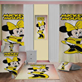 Mickey Mouse Desenli Çocuk Odası Takım Perde (iki Kanat),Yatak Örtüsü,Yastık,Kırlent ,Halı,Tablo