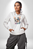 Chihuahua Köpek  Kadın Erkek  Beyaz Kapüşonlu Sweatshirt Hoodie