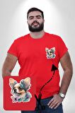 Chihuahua Köpek  Kırmızı Büyük Beden Kadın Basic Minimal Baskılı Tişört