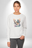 Chihuahua Köpek  Kadın Erkek  Beyaz Baskılı Sweatshirt 