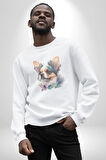 Chihuahua Köpek  Kadın Erkek  Beyaz Baskılı Sweatshirt 