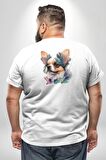 Chihuahua Köpek  Büyük Beden Beyaz Tişört Kadın Erkek Ünisex Sırt Baskılı
