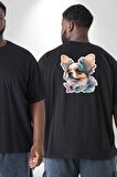 Chihuahua Köpek  Büyük Beden Siyah Tişört Kadın Erkek Ünisex Sırt Baskılı
