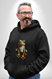 Frog Kurbağa Prens  Kadın Erkek  Siyah Kapüşonlu Sweatshirt Hoodie