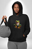 Frog Kurbağa Prens  Kadın Erkek  Siyah Kapüşonlu Sweatshirt Hoodie