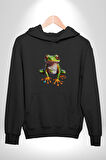 Frog Kurbağa Prens  Kadın Erkek  Siyah Kapüşonlu Sweatshirt Hoodie