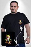 Frog Kurbağa Prens  Siyah Büyük Beden Kadın Basic Minimal Baskılı Tişört