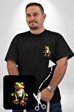 Frog Kurbağa Prens  Siyah Büyük Beden Kadın Basic Minimal Baskılı Tişört