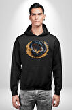 Ejderha Ateşli Top Kadın Erkek  Siyah Kapüşonlu Sweatshirt Hoodie