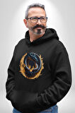 Ejderha Ateşli Top Kadın Erkek  Siyah Kapüşonlu Sweatshirt Hoodie