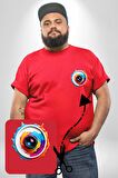 Fotoğraf Makinesi Camera Lens  Kırmızı Büyük Beden Kadın Basic Minimal Baskılı Tişört