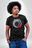 Fotoğraf Makinesi Camera Lens  Kadın Erkek Unisex Siyah Organik Baskılı T-Shirt Penye Yüksek Kalite