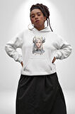 Koç Kadın Savaşcı Kadın Erkek  Beyaz Kapüşonlu Sweatshirt Hoodie