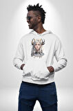 Koç Kadın Savaşcı Kadın Erkek  Beyaz Kapüşonlu Sweatshirt Hoodie