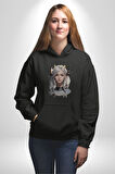 Koç Kadın Savaşcı Kadın Erkek  Siyah Kapüşonlu Sweatshirt Hoodie
