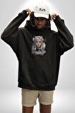 Koç Kadın Savaşcı Kadın Erkek  Siyah Kapüşonlu Sweatshirt Hoodie