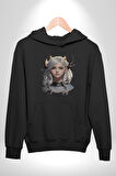 Koç Kadın Savaşcı Kadın Erkek  Siyah Kapüşonlu Sweatshirt Hoodie