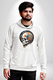 Kuru Kafa Kristal  Kadın Erkek  Beyaz Kapüşonlu Sweatshirt Hoodie