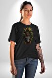 Kurukafa İskelet  Kızılderili Tüy Kartal Şefi Kadın Erkek Unisex Siyah Organik Baskılı T-Shirt Penye Yüksek Kalite