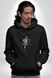 Hintli Bereket Tanrısı Fil  Kadın Erkek  Siyah Kapüşonlu Sweatshirt Hoodie