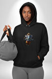 Hintli Bereket Tanrısı Fil  Kadın Erkek  Siyah Kapüşonlu Sweatshirt Hoodie