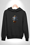 Hintli Bereket Tanrısı Fil  Kadın Erkek  Siyah Kapüşonlu Sweatshirt Hoodie