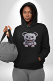 Freddy Korkunç Ayı Kadın Erkek  Siyah Kapüşonlu Sweatshirt Hoodie