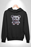 Freddy Korkunç Ayı Kadın Erkek  Siyah Kapüşonlu Sweatshirt Hoodie