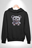 Freddy Korkunç Ayı Kadın Erkek  Siyah Kapüşonlu Sweatshirt Hoodie