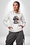 Kurukafa Mantar Ev  Kadın Erkek  Beyaz Kapüşonlu Sweatshirt Hoodie