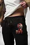 Yenilmezler Avengers Bebek Iron Man Pamuklu 3 İplik Siyah Eşofman Altı Erkek Oversize Kesim Dijital Baskılı