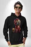 Yenilmezler Avengers Bebek Iron Man Kadın Erkek  Siyah Kapüşonlu Sweatshirt Hoodie