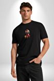 Yenilmezler Avengers Bebek Iron Man Siyah Oversize Kadın Erkek Ön Orta Minimal Baskılı Tişört