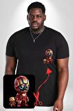 Yenilmezler Avengers Bebek Iron Man Siyah Büyük Beden Kadın Basic Minimal Baskılı Tişört