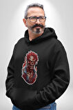 Zombi Kırmızı The Walking Dead  Kadın Erkek  Siyah Kapüşonlu Sweatshirt Hoodie