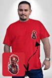 Zombi Kırmızı The Walking Dead  Kırmızı Büyük Beden Kadın Basic Minimal Baskılı Tişört