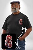 Zombi Kırmızı The Walking Dead  Siyah Büyük Beden Kadın Basic Minimal Baskılı Tişört