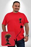 Çiçek Kırmızı Kız Moda Doğa Kök Salımı Kırmızı Büyük Beden Kadın Basic Minimal Baskılı Tişört