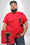 Çiçek Kırmızı Kız Moda Doğa Kök Salımı Kırmızı Büyük Beden Kadın Basic Minimal Baskılı Tişört