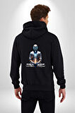 Yeni Nesil Yoga Yapay Zeka Kadın Erkek Siyah Renk Kapüşonlu Kanguru Cepli  Fermuarlı Pamuklu Oversize Dijital Baskılı Hırka Sweatshirt