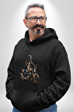 Kask Motorsiklet Dünya Turu Kadın Erkek  Siyah Kapüşonlu Sweatshirt Hoodie