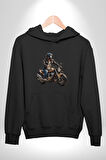 Kask Motorsiklet Dünya Turu Kadın Erkek  Siyah Kapüşonlu Sweatshirt Hoodie