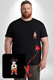 Çizgifilm Çocuk Goku Anime Asya  Siyah Büyük Beden Kadın Basic Minimal Baskılı Tişört