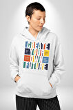 Geleçeği Seninle Planlayalım  Kadın Erkek  Beyaz Kapüşonlu Sweatshirt Hoodie
