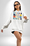 Geleçeği Seninle Planlayalım  Kadın Erkek  Beyaz Kapüşonlu Sweatshirt Hoodie