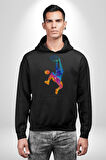 Smaç Basketbol Renkli Kadın Erkek  Siyah Kapüşonlu Sweatshirt Hoodie