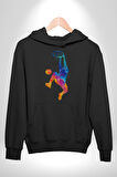 Smaç Basketbol Renkli Kadın Erkek  Siyah Kapüşonlu Sweatshirt Hoodie