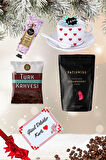 Yılbaşı 2’li Fincan seti & Bitter Çikolatalı Çilek Draje & Türk Kahvesi Hediye Seti Gift Box-8